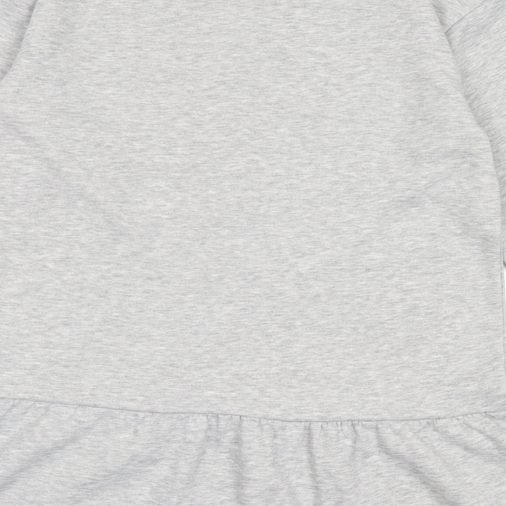 New Look Womens Grey Cotton Jumper Dress Size 12 Crew Neck Pullover