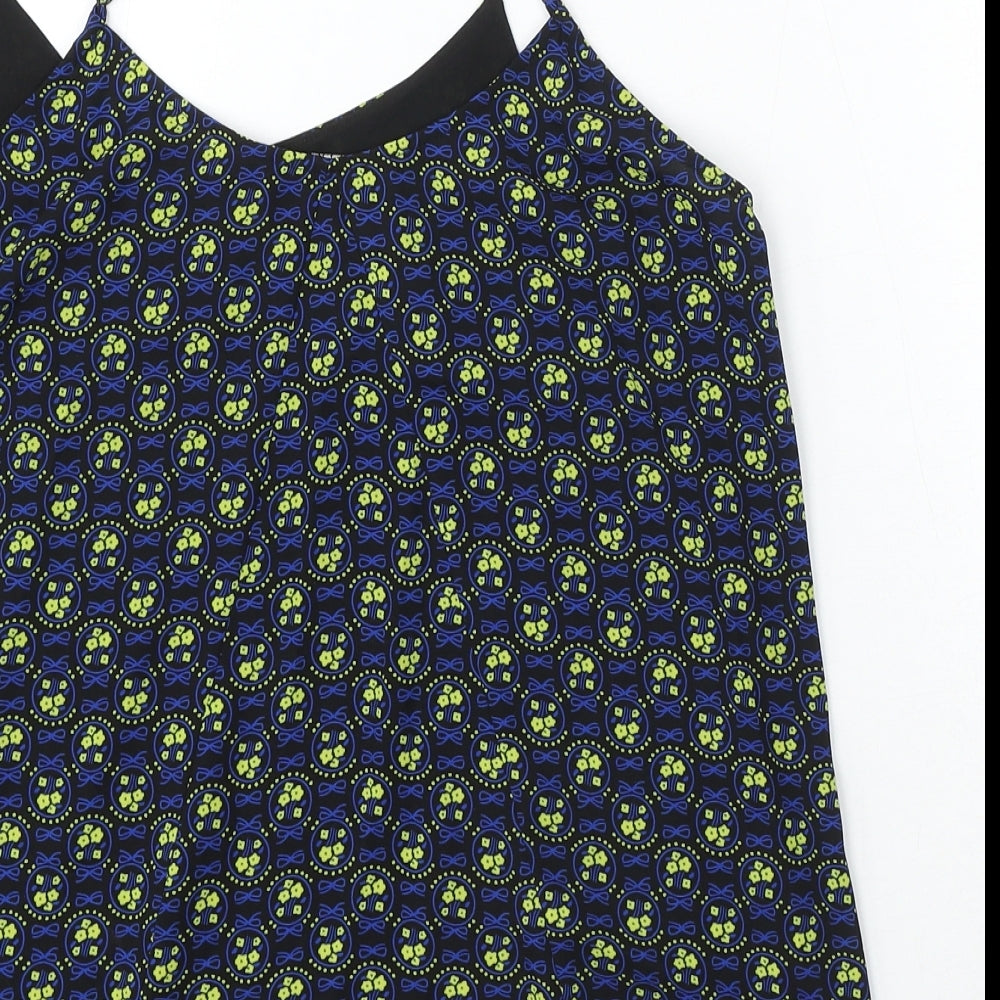 Oasis Womens Blue Polyester Basic Blouse Size 10 Round Neck