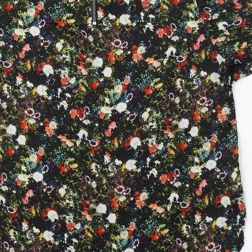 Preworn Womens Multicoloured Floral Polyester Basic Blouse Size M Round Neck