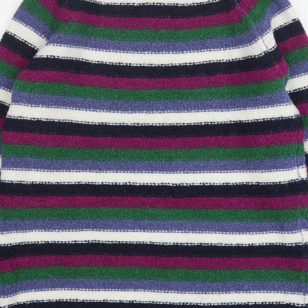 TOM TAILOR Womens Multicoloured Round Neck Striped Acrylic Pullover Jumper Size M