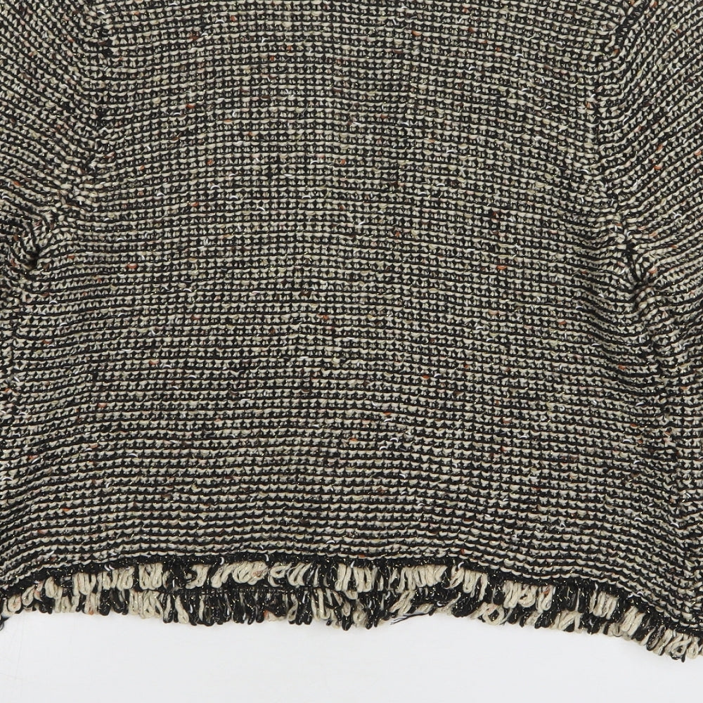 H&M Womens Brown V-Neck Acrylic Pullover Jumper Size L