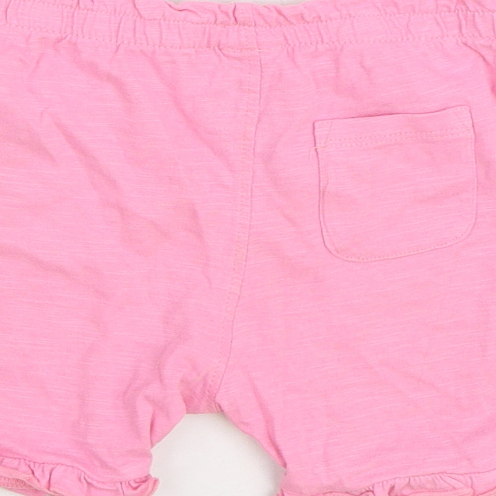 Marks & Spencer Girls Pink 100% Cotton Sweat Shorts Size 2-3 Years Regular Drawstring - Smile
