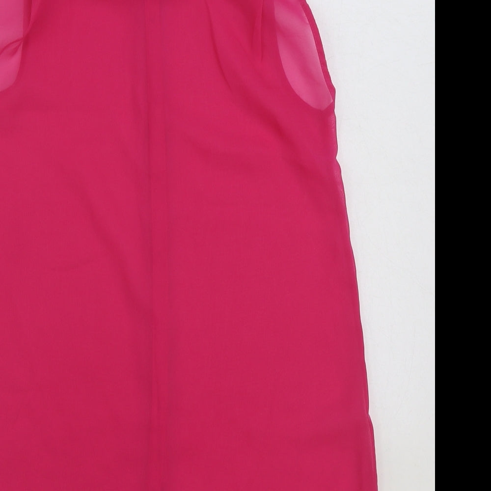 H&M Womens Pink Polyester Basic Button-Up Size 6 Collared