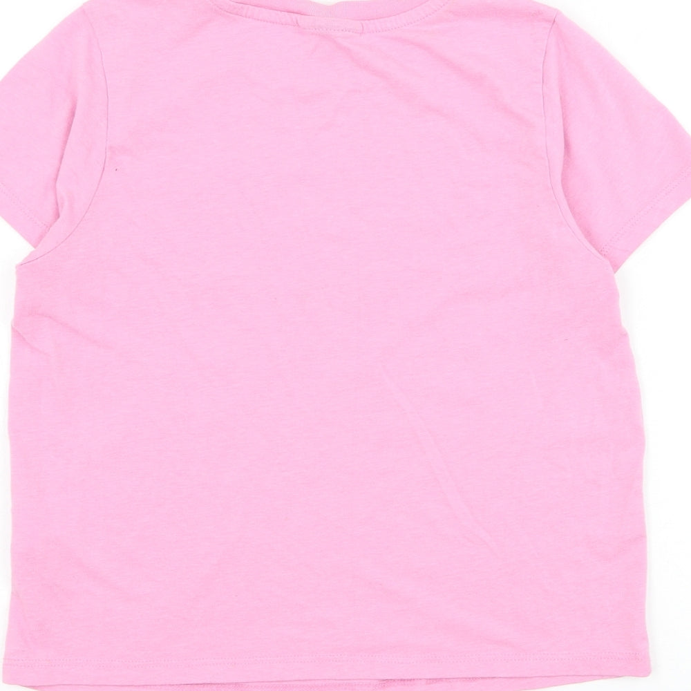 Topshop Womens Pink Cotton Basic T-Shirt Size 8 Round Neck - USA 1998