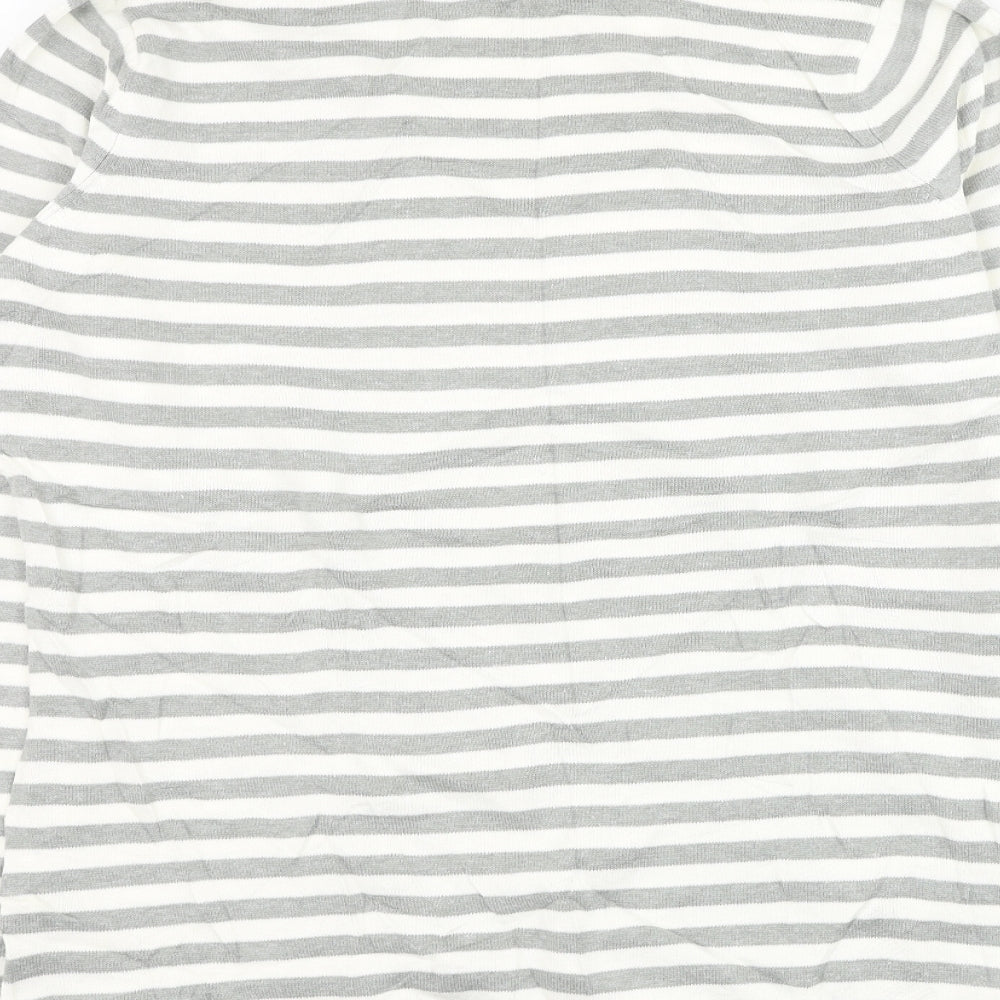 BC Clothing Womens Grey Roll Neck Striped Polyester Pullover Jumper Size L