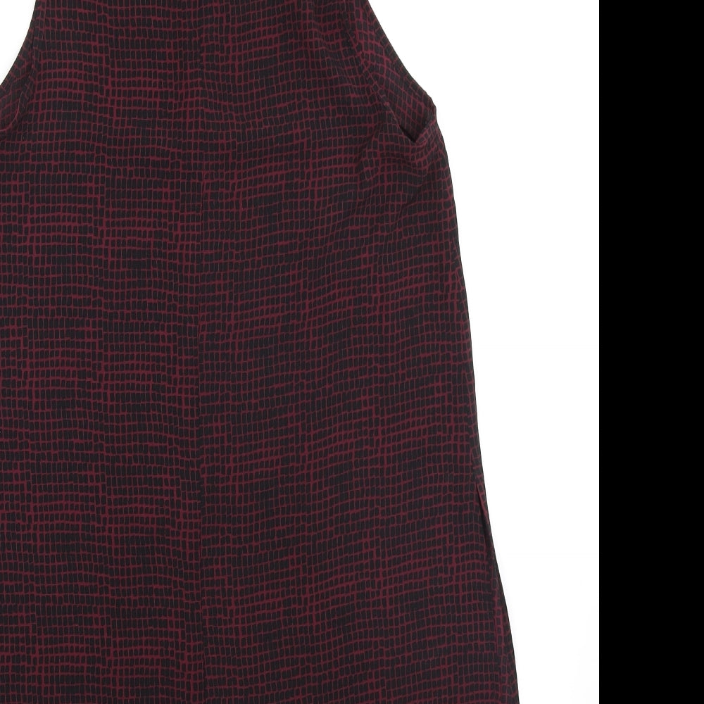 Topshop Womens Red Geometric Polyester Tunic Blouse Size 8 High Neck