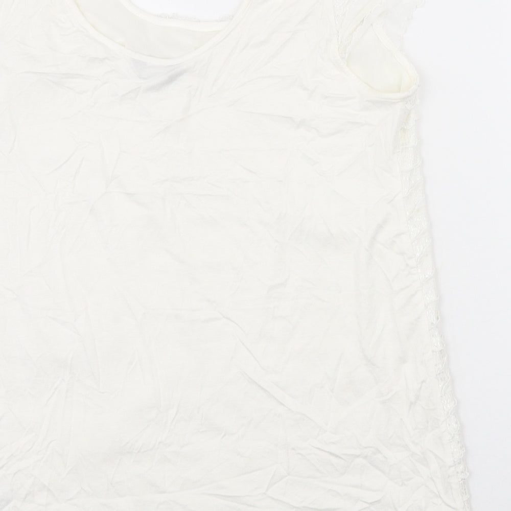 Moda Womens Ivory Viscose Basic Tank Size 16 Scoop Neck