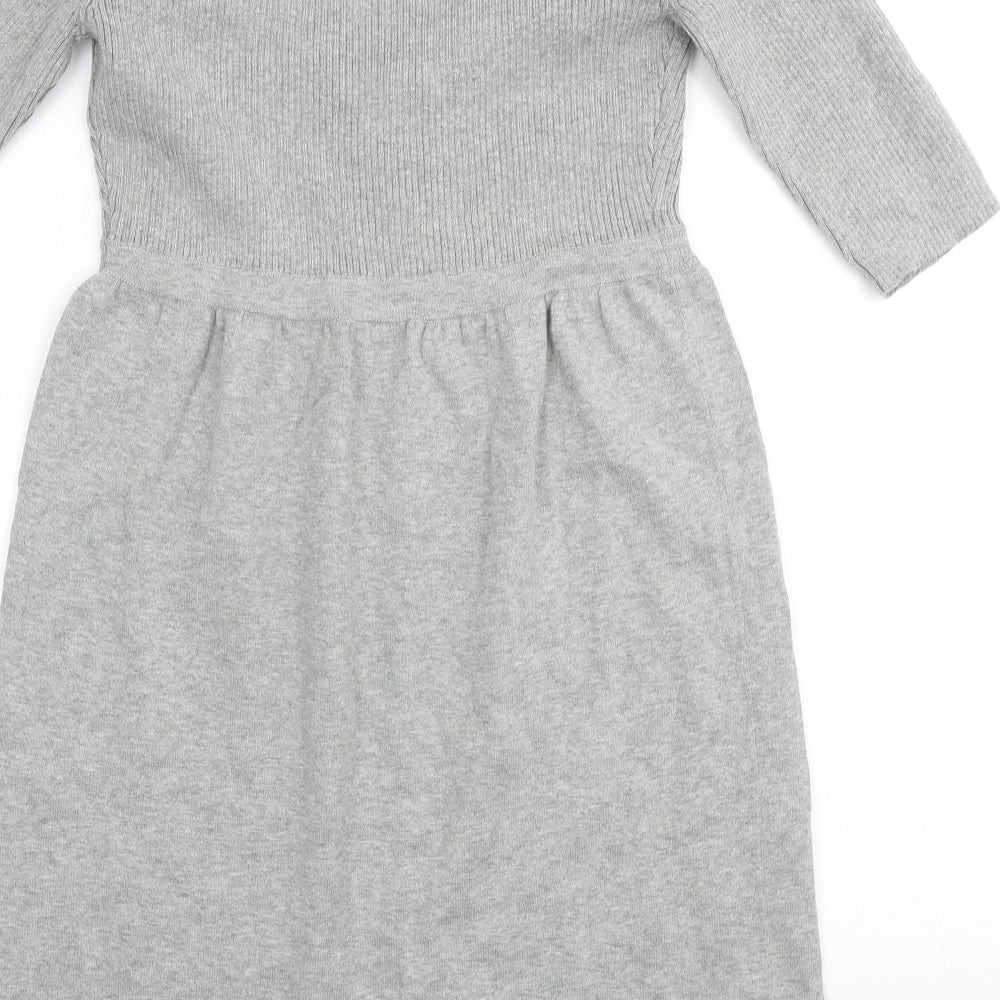 Essential Style Womens Grey Cotton A-Line Size 10 Scoop Neck Pullover