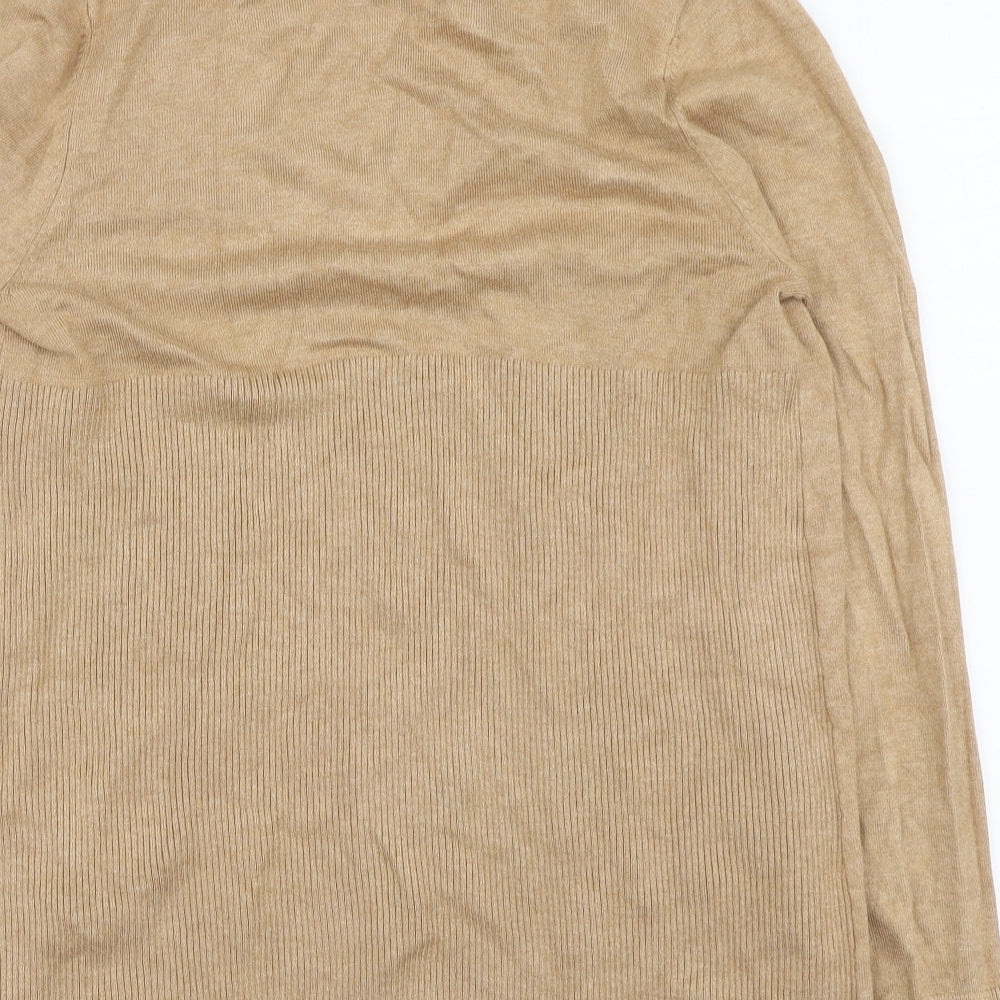 Gallery Womens Beige V-Neck Viscose Cardigan Jumper Size M
