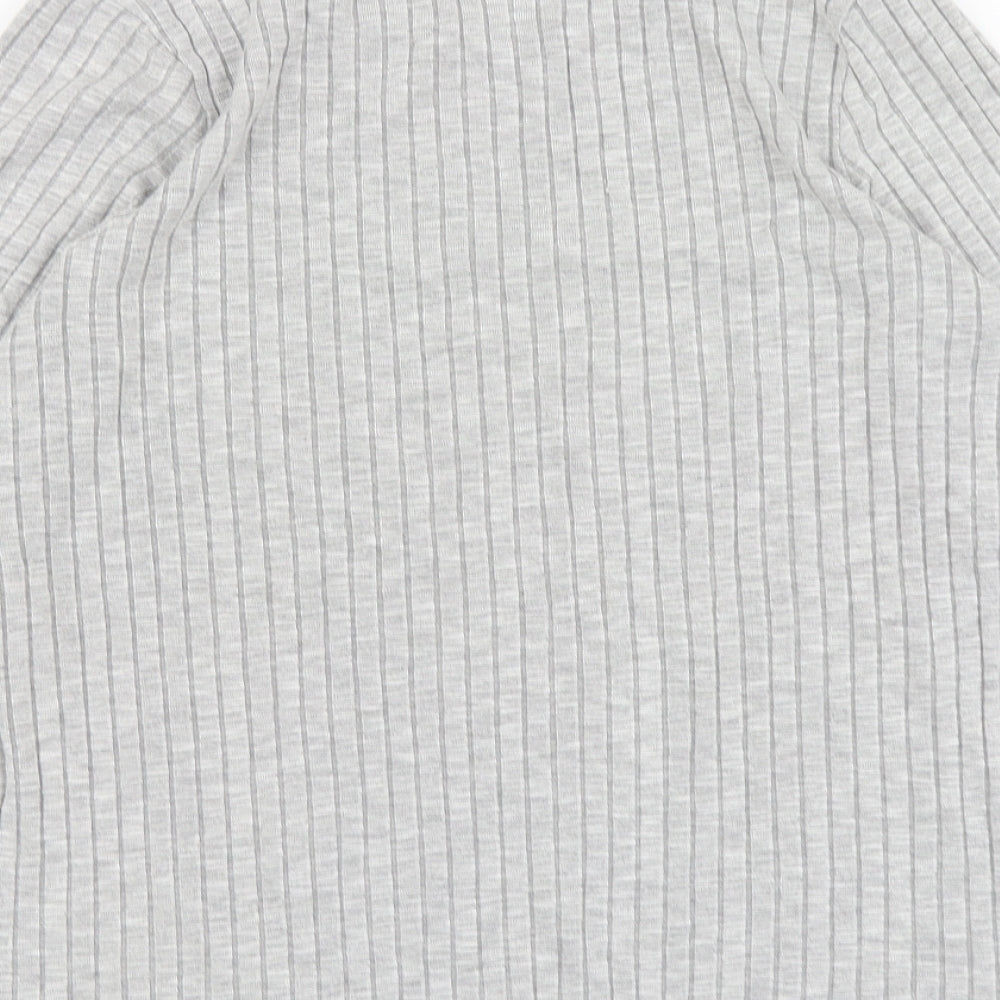 ASOS Womens Grey Striped Viscose Basic Blouse Size 12 Round Neck