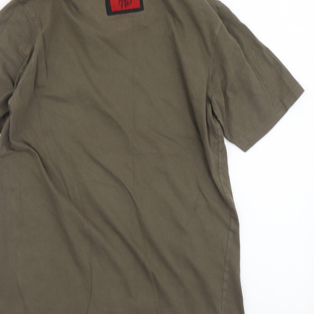 DFVD Womens Green Cotton Basic T-Shirt Size M Round Neck