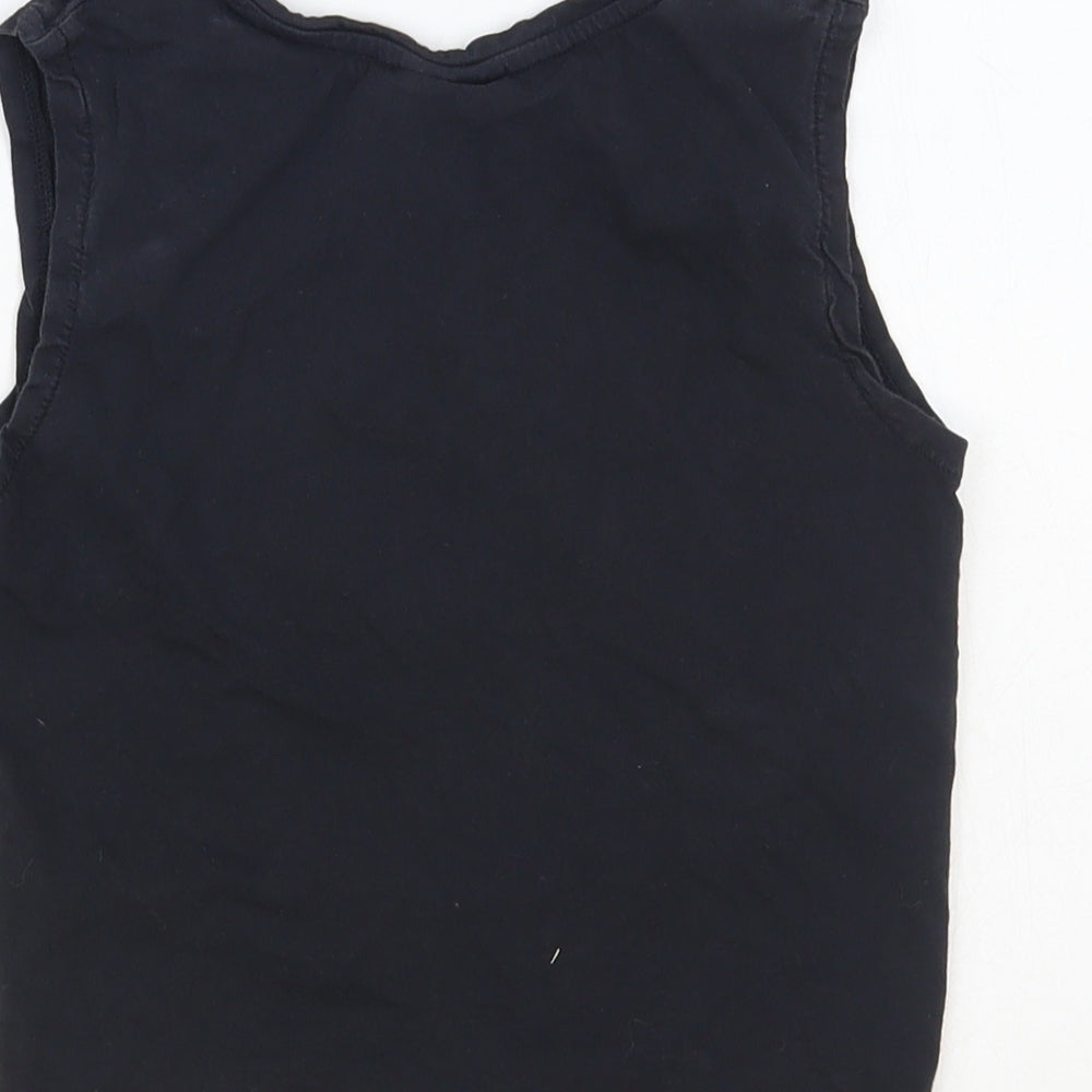 H&M Girls Black Cotton Basic Tank Size 4-5 Years Crew Neck Pullover - Sunset
