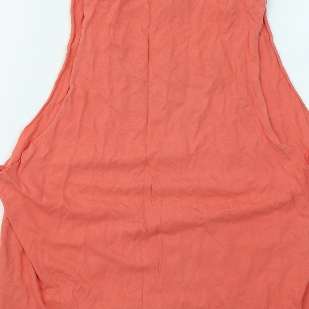 Reebok Womens Orange Cotton Basic Tank Size S Round Neck - Crossfit