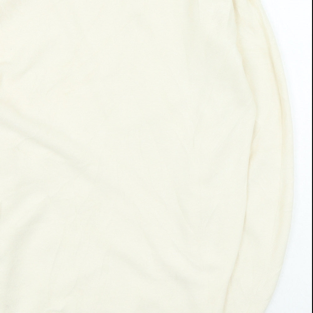 Preworn Womens Beige Round Neck Cotton Pullover Jumper Size S