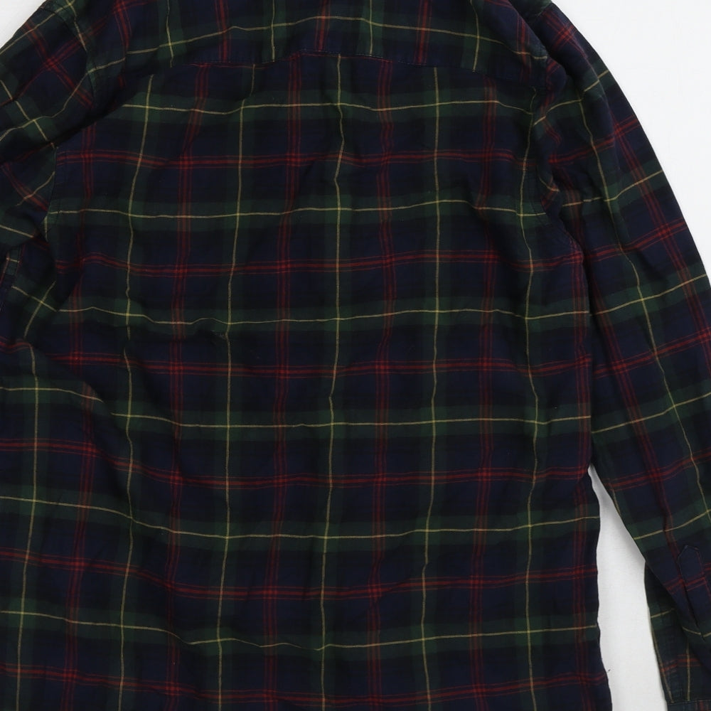 Topman Mens Multicoloured Plaid Cotton Button-Up Size S Collared Button