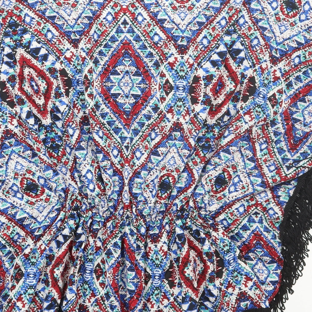 Atmosphere Womens Multicoloured Geometric Polyester Kimono T-Shirt Size XL V-Neck