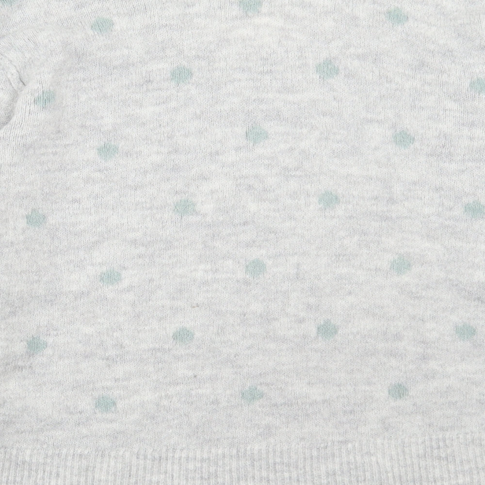 H&M Womens Grey Scoop Neck Polka Dot Acrylic Pullover Jumper Size M
