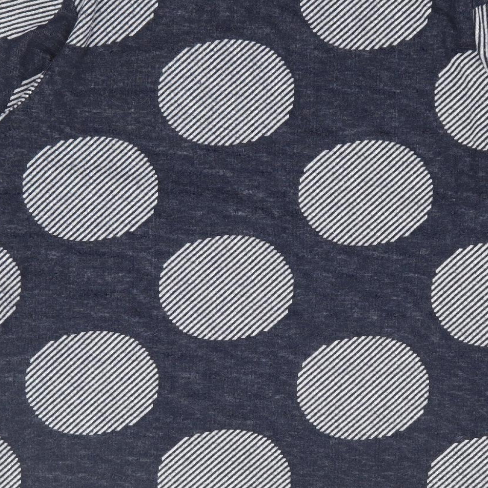 Marks and Spencer Womens Blue Geometric Polyester Jersey T-Shirt Size 12 Round Neck