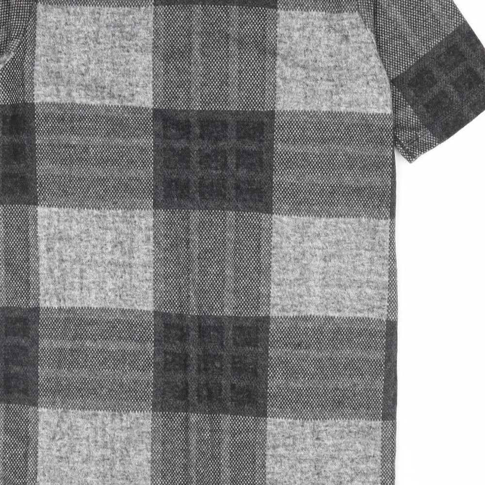 River Island Womens Grey Plaid Polyester Shift Size 10 Round Neck Pullover