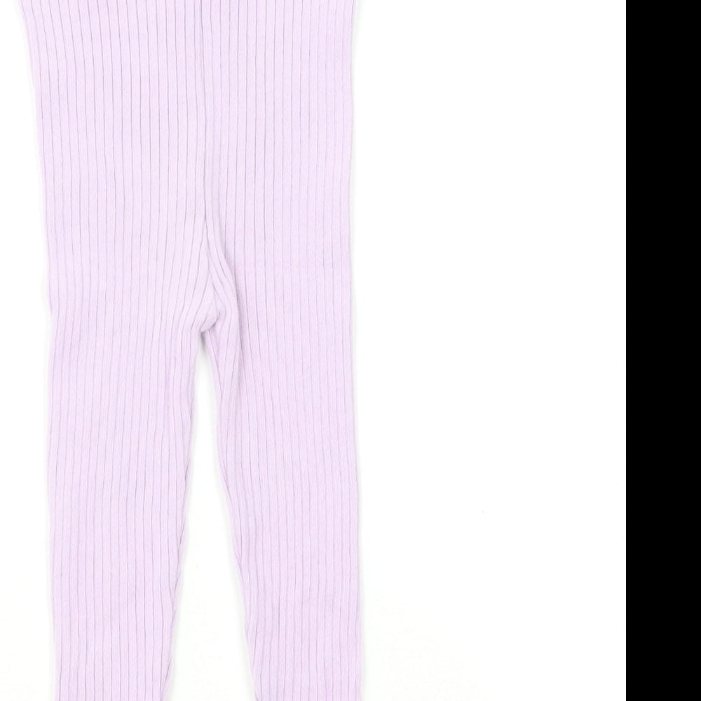 NEXT Girls Purple Cotton Jogger Leggings Size 9-12 Months Drawstring