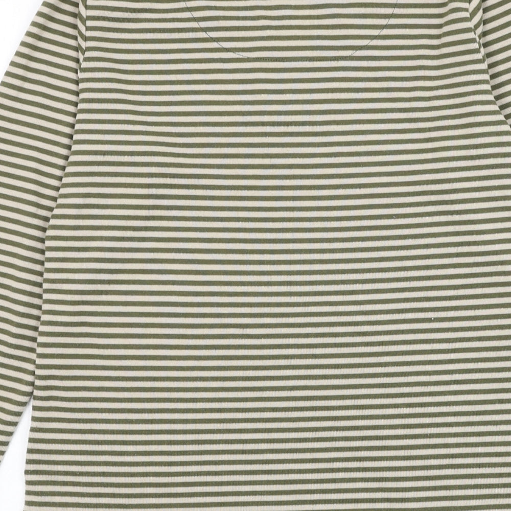 First Avenue Womens Green Round Neck Striped Polyester Pullover Jumper Size M