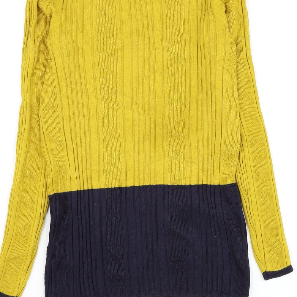 Marks & Spencer Womens Yellow Round Neck Viscose Pullover Jumper Size 12