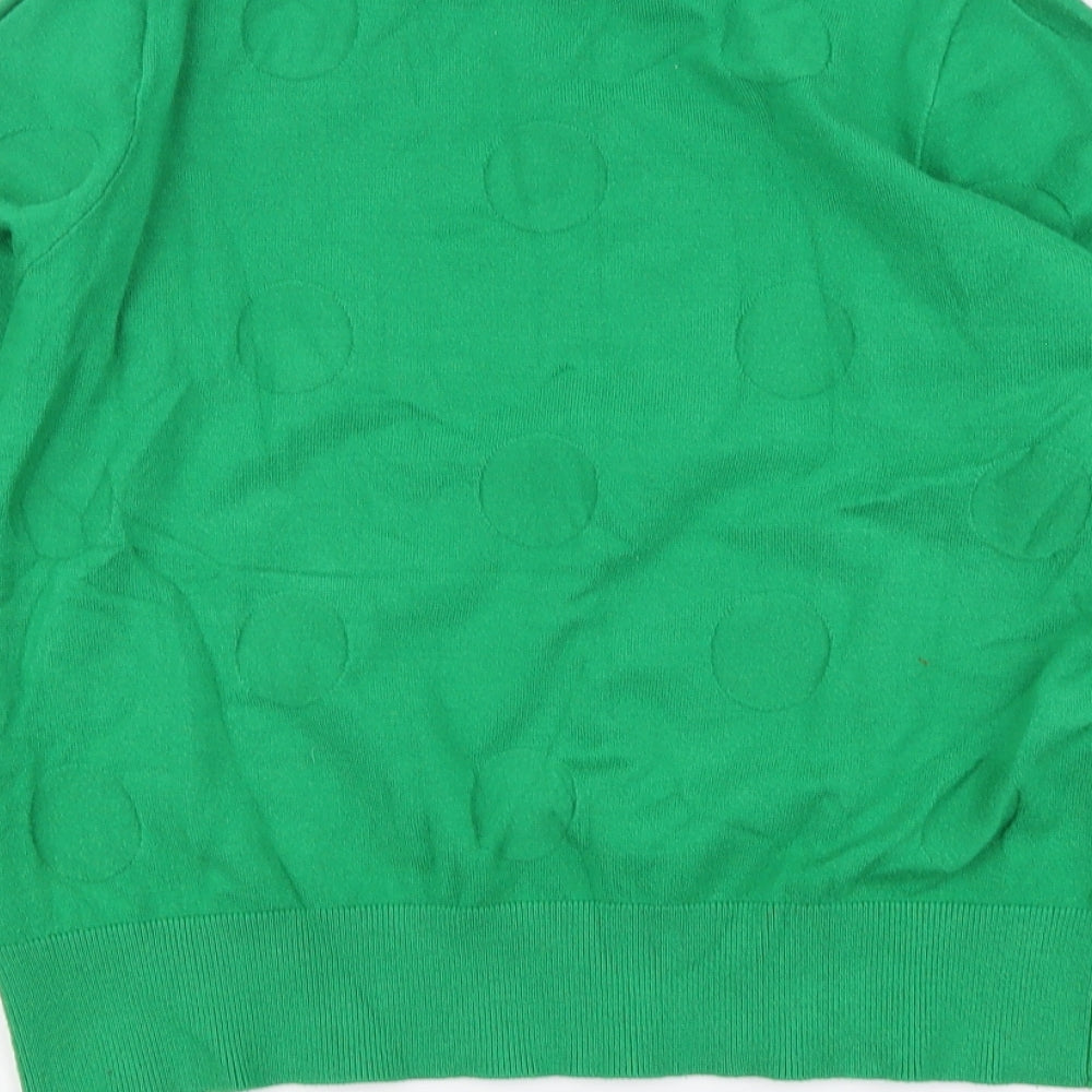 Net Womens Green High Neck Polka Dot Viscose Pullover Jumper Size 12