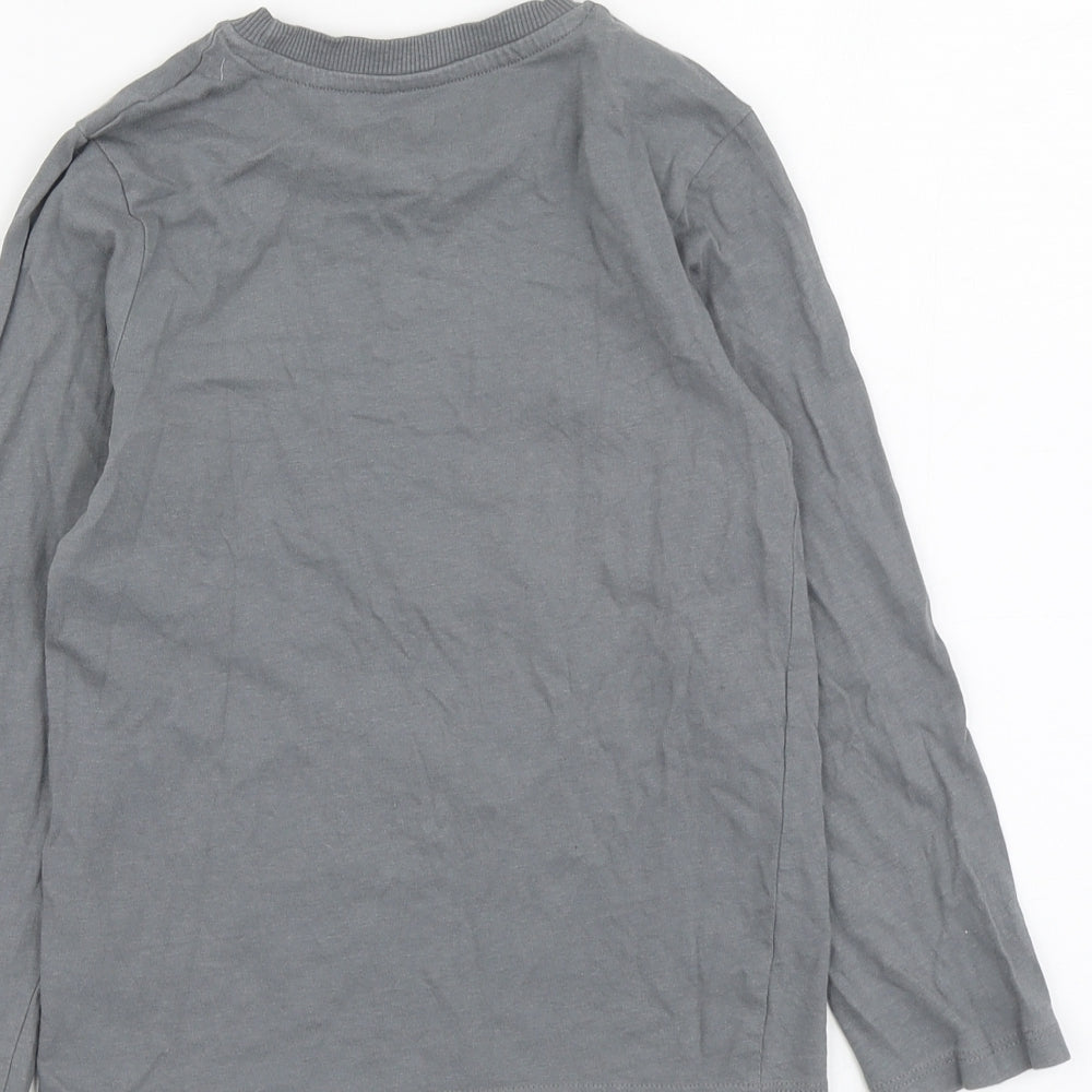 Very Boys Grey Cotton Basic T-Shirt Size 6-7 Years Round Neck Pullover