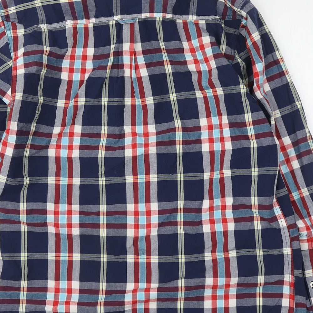 Cedarwood State Mens Multicoloured Plaid Cotton Button-Up Size L Collared Button
