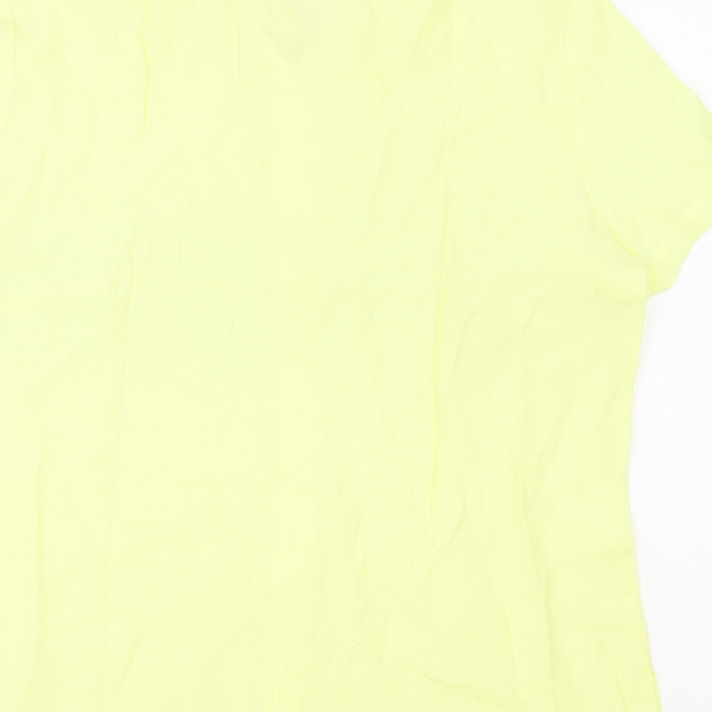 Dunnes Stores Womens Yellow Viscose Basic Button-Up Size 14 Collared
