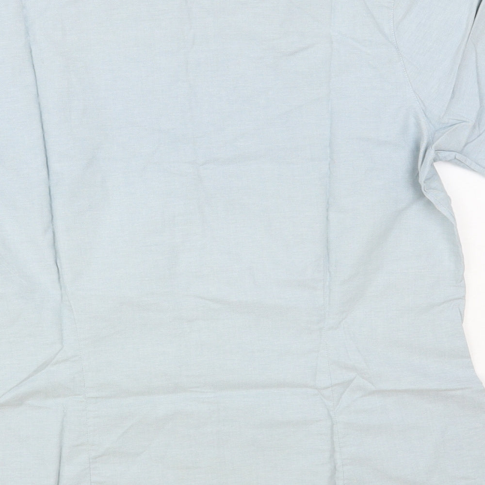 Van Hausen Womens Blue Cotton Basic Button-Up Size M Collared