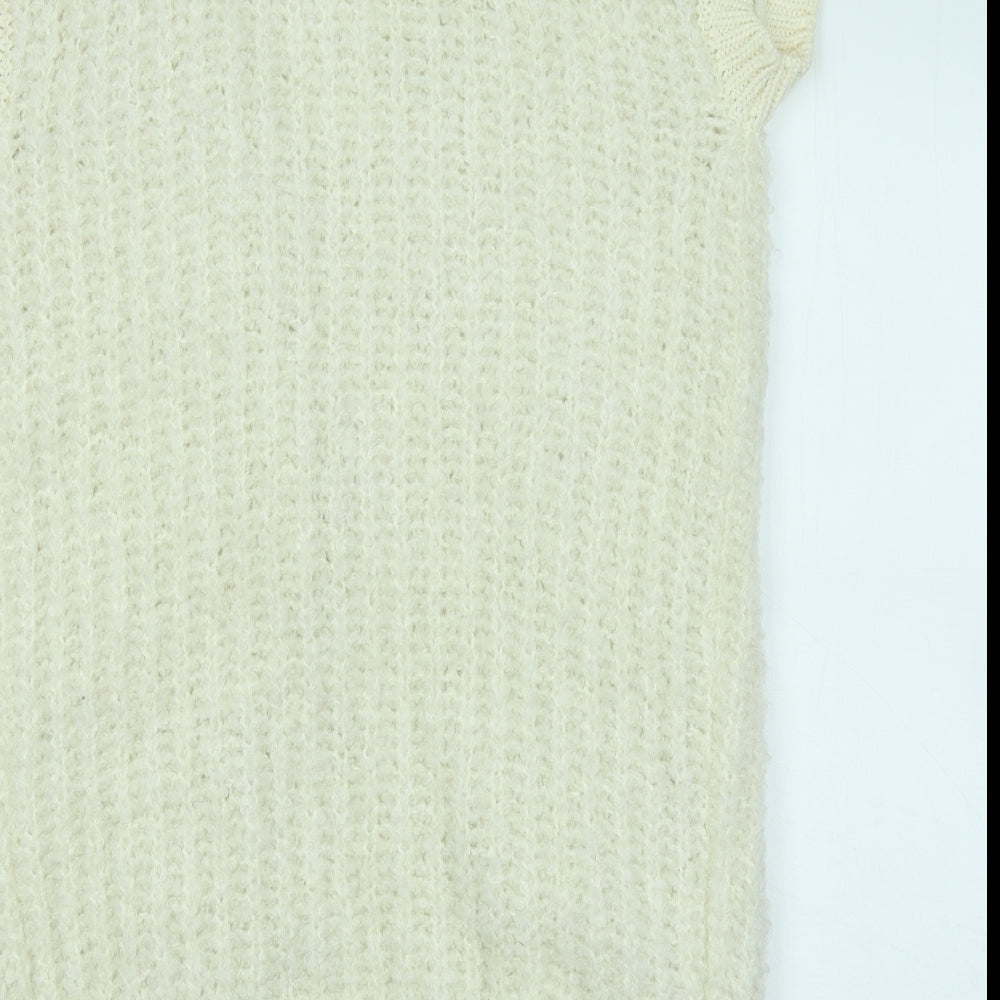 Marks & Spencer Womens Ivory V-Neck Acrylic Cardigan Jumper Size S