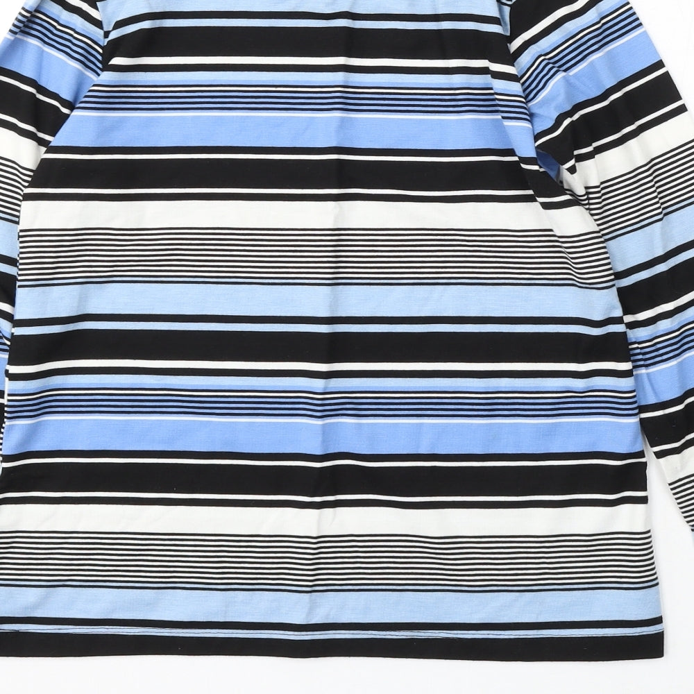 Preworn Womens Blue Striped Polyester Pullover Sweatshirt Size 12