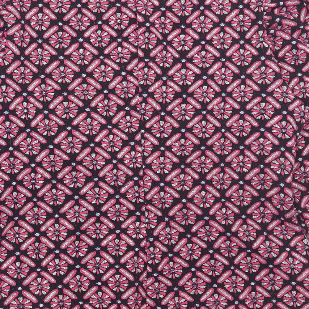 Savida Womens Pink Geometric Polyester Basic T-Shirt Size M Round Neck