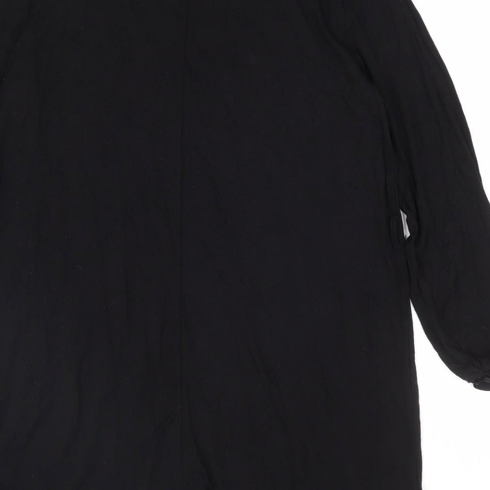 Papaya Womens Black Viscose A-Line Size M Round Neck Pullover