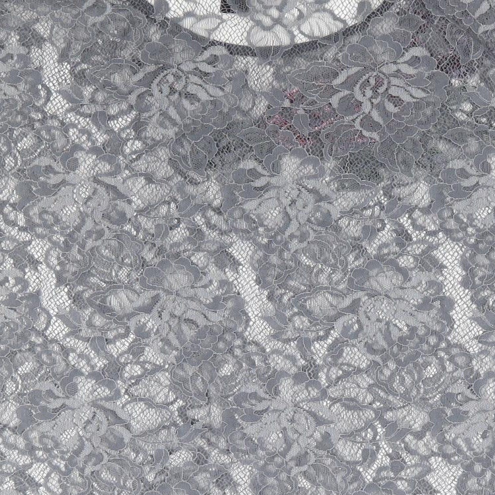 New Look Womens Grey Floral Polyester Cropped T-Shirt Size 12 Round Neck - Butterfly