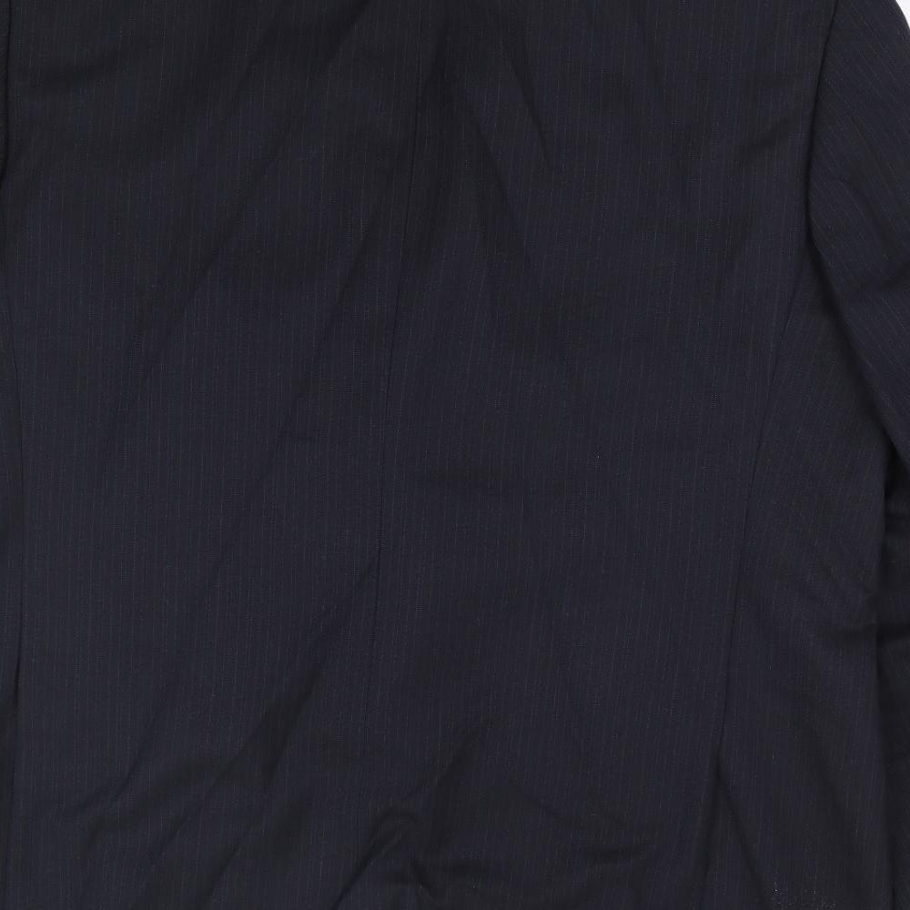 Wellington Mens Blue Striped Polyester Jacket Suit Jacket Size 46