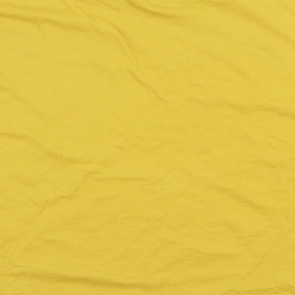 New Look Womens Yellow 100% Cotton Basic T-Shirt Size 14 Round Neck - Moon and back