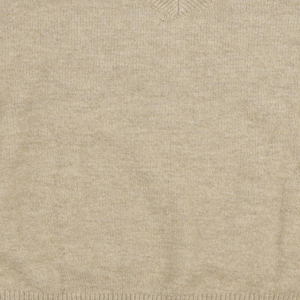 M Lounge Womens Beige V-Neck Acrylic Pullover Jumper Size M