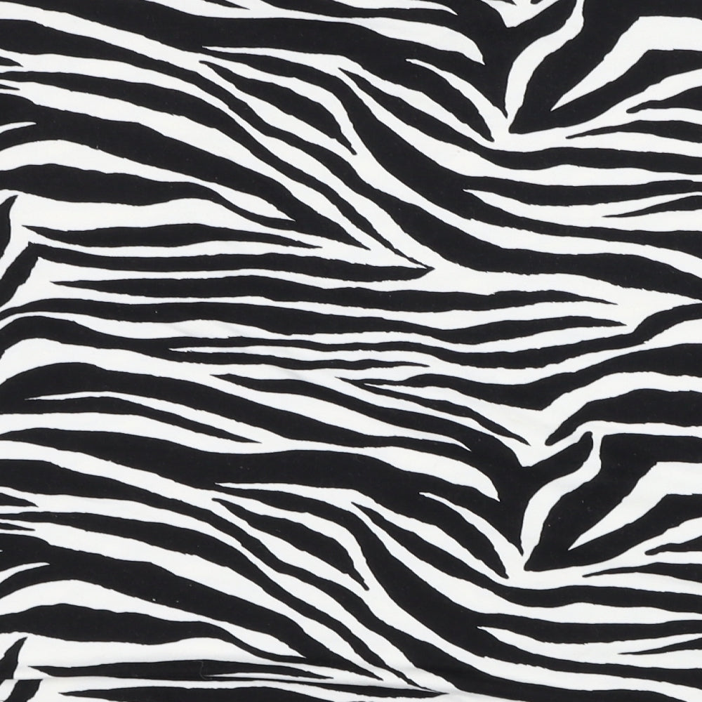 New Look Womens White Round Neck Animal Print Polyester Pullover Jumper Size S - Zebra Print