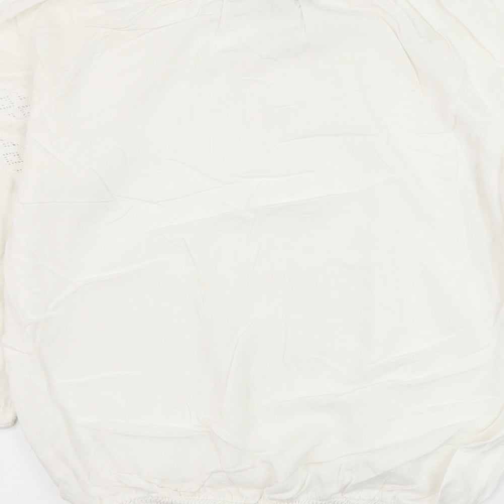 Dorothy Perkins Womens White Viscose Basic Blouse Size 12 Round Neck