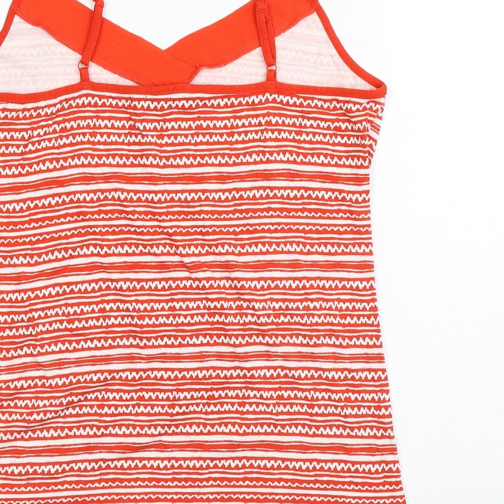 Dunnes Stores Womens Red Striped Viscose Basic Tank Size M V-Neck