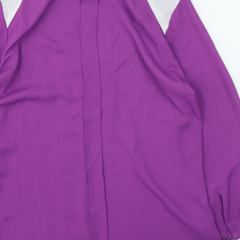 Mexx Womens Purple Polyester Basic Blouse Size 8 Round Neck