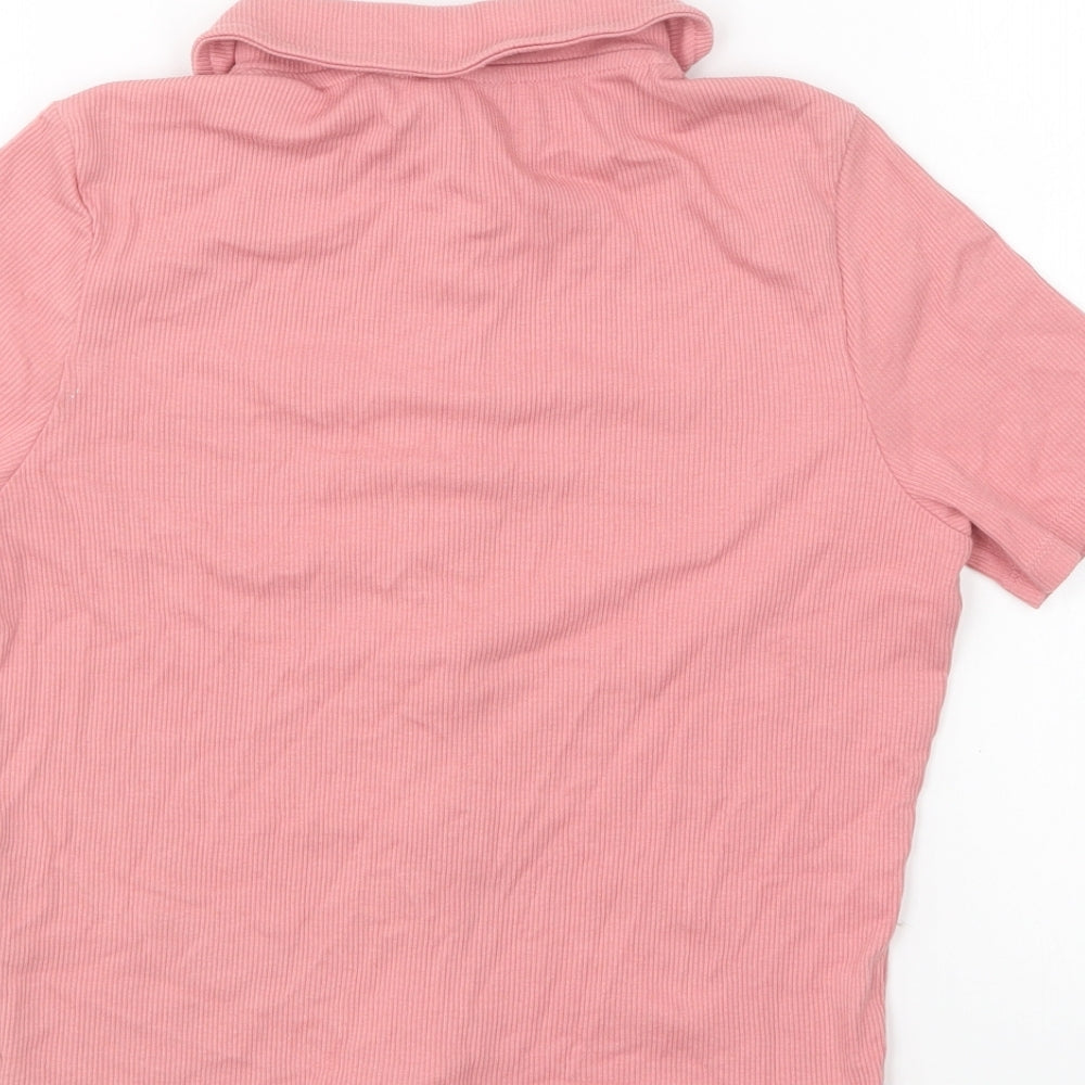 New Look Girls Pink Cotton Basic Button-Up Size 12-13 Years Collared Button