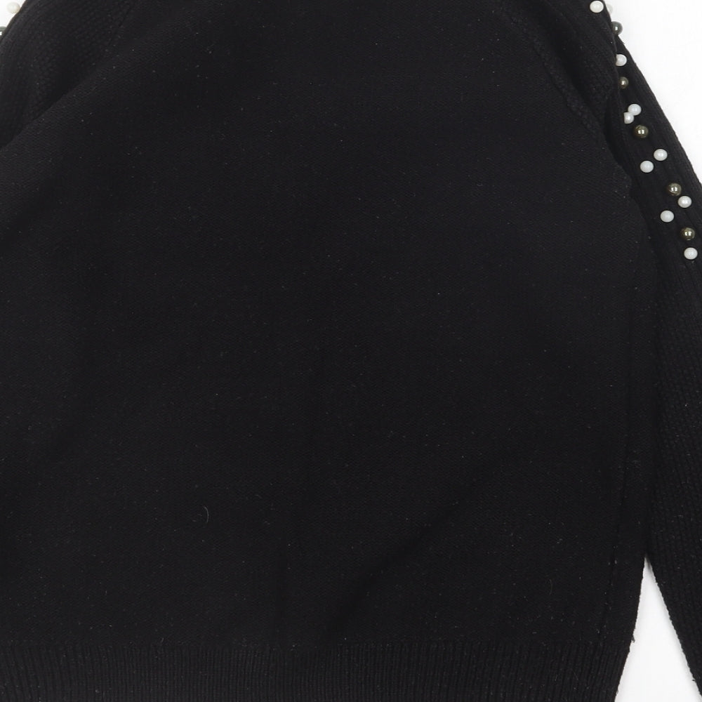 Papaya Womens Black Round Neck Acrylic Pullover Jumper Size 8