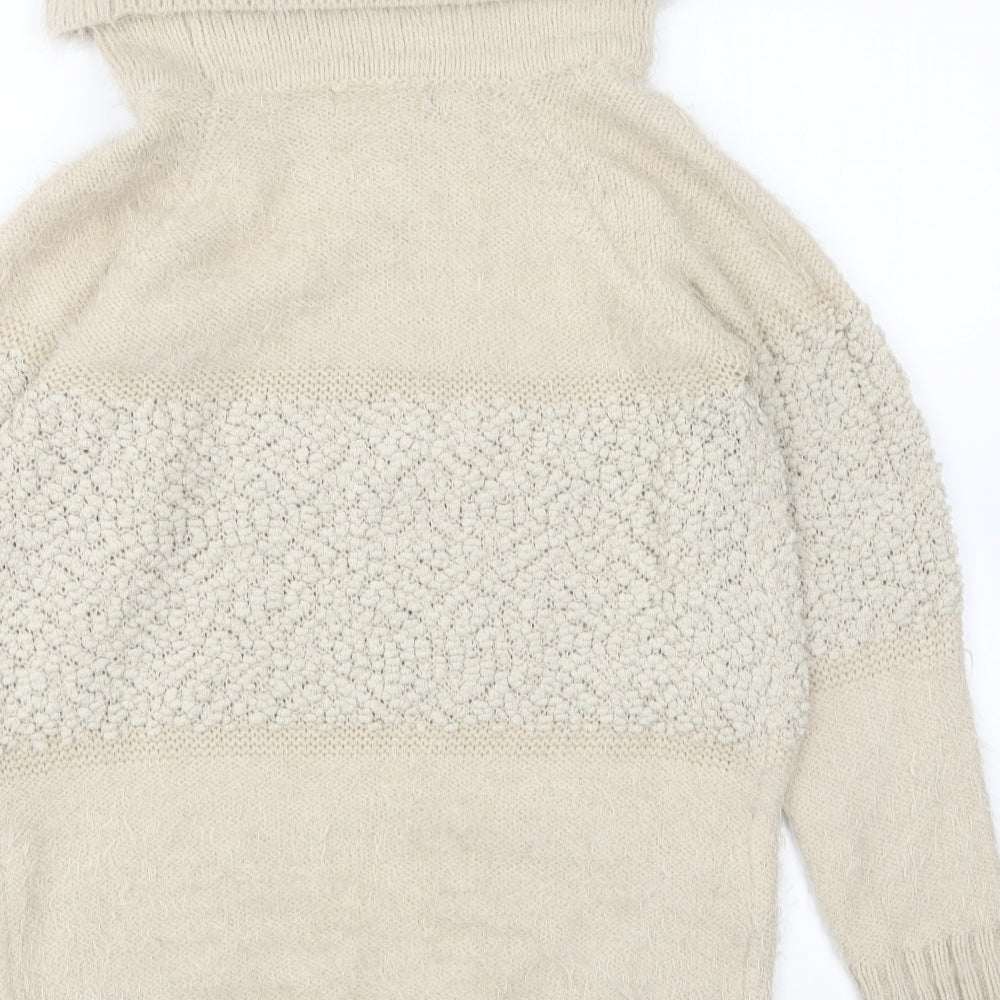 Tenki Womens Beige Roll Neck Acrylic Pullover Jumper Size M