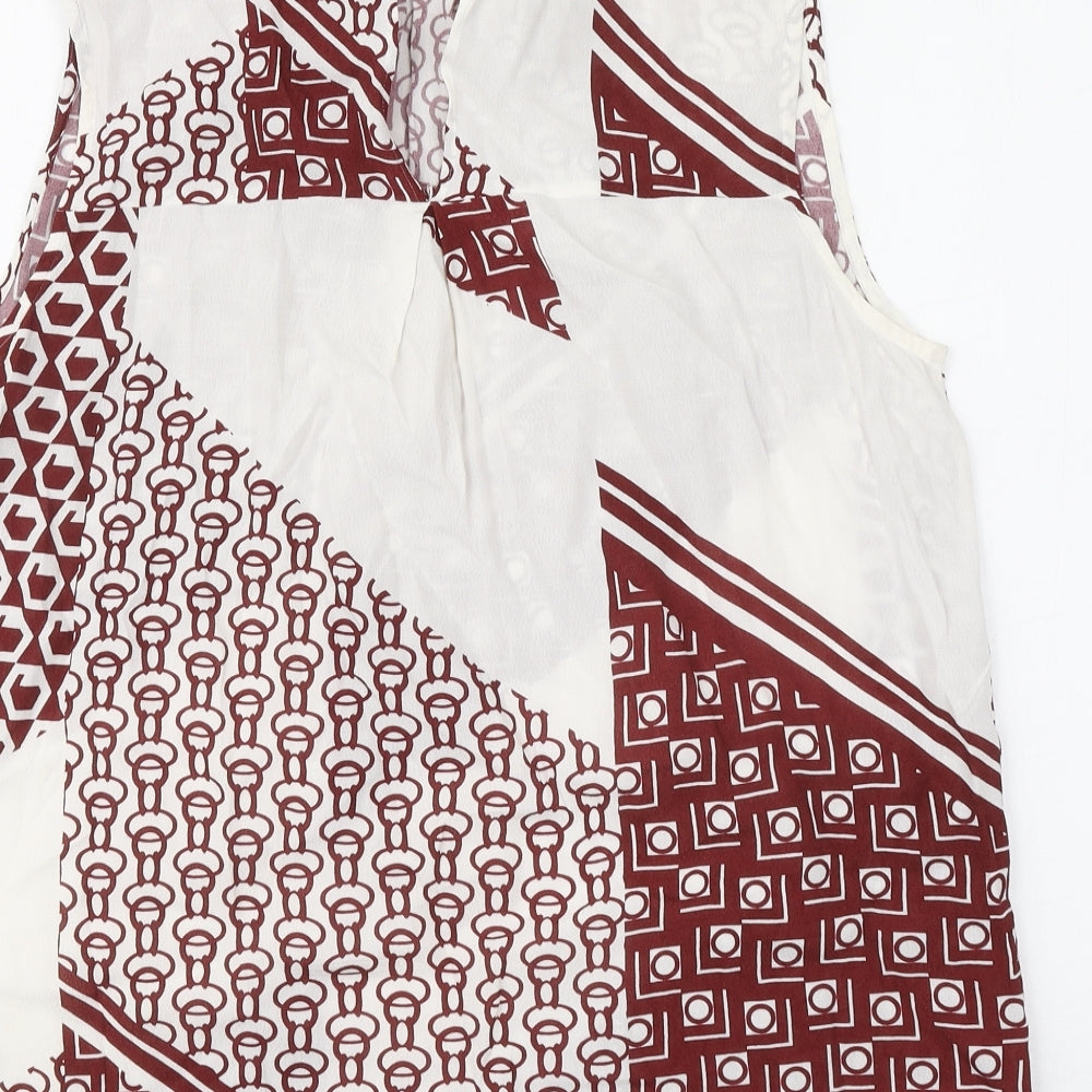 NEXT Womens White Geometric Viscose Basic Blouse Size 12 Halter