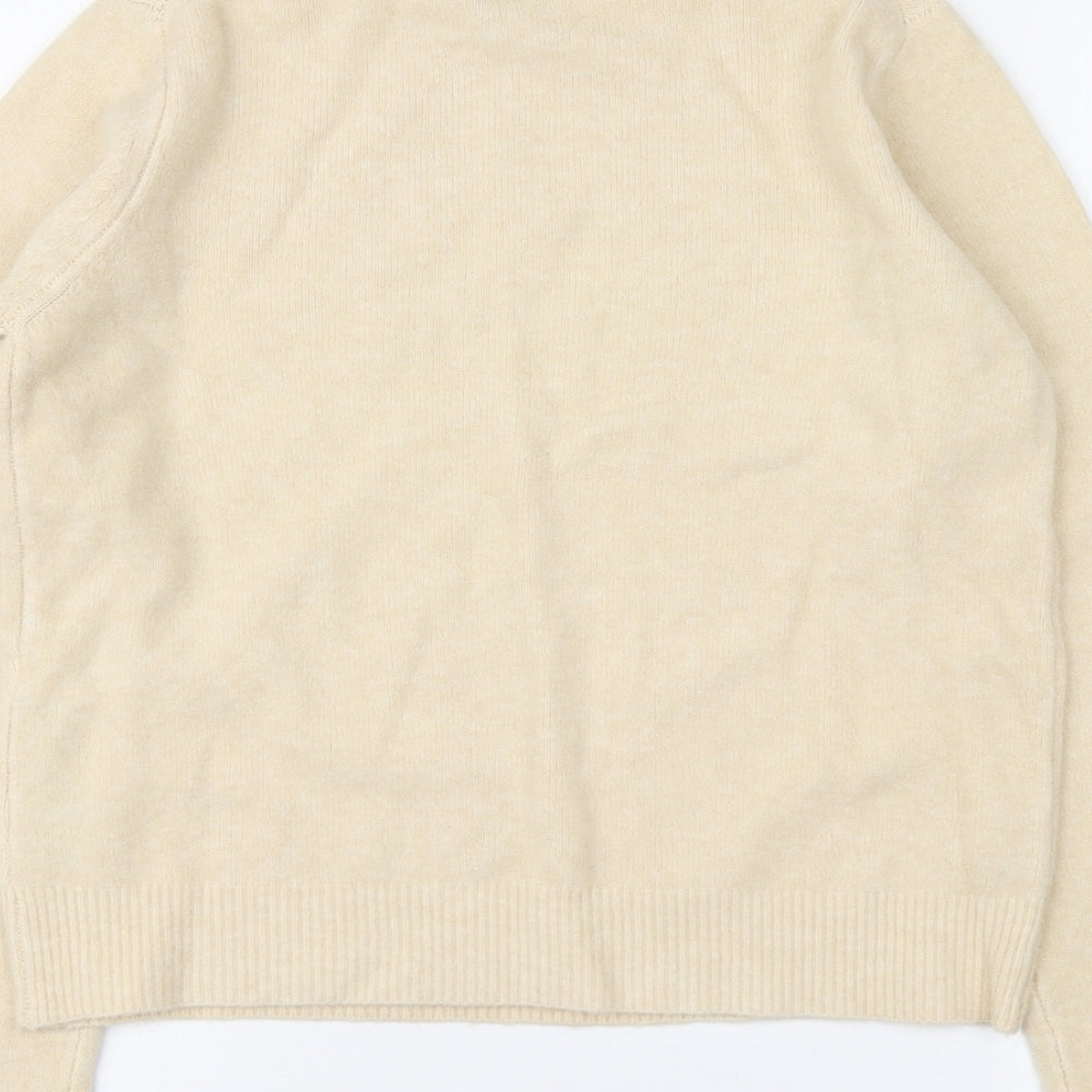 Zara Womens Beige High Neck Nylon Pullover Jumper Size L
