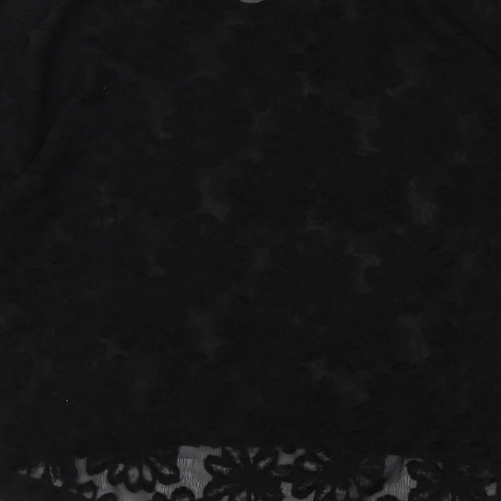 Decjuba Womens Black Floral Polyester Basic Blouse Size S Round Neck