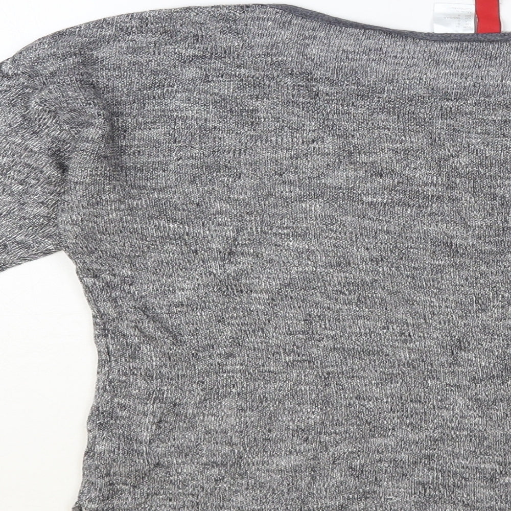 H&M Womens Grey Boat Neck Viscose Pullover Jumper Size S
